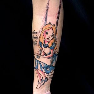 Alice in Wonderland tattoo by Mirco Campioni #MircoCampioni #graphic #aliceinwonderland #disney