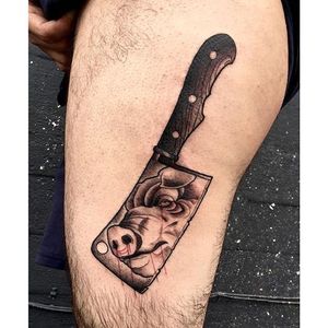Cleaver Tattoo by Nico Bassill #cleaver #knife #knifetattoos #butcher #NicoBassill