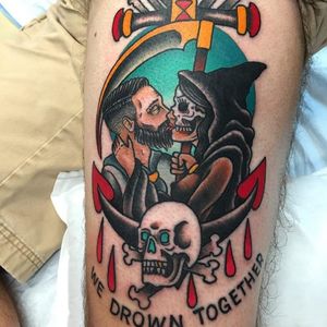 Awesome tattoo by Paul Nycz. #PaulNycz #traditional #neotraditionaltattoo #coloredtattoo #skull