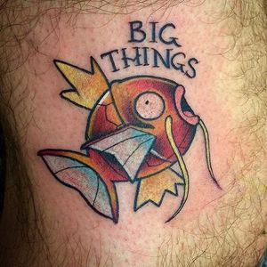Magikarp Tattoo by Elliott Lang #magikarp #magikarptattoo #pokemon #pokemontattoo #pokemontattoos #koi #koitattoo #koitattoos #fish #fishtattoo #ElliottLang