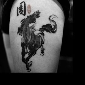 Sumi-e horse by Joey Pang #JoeyPang #TattooTemple #horse #sumie