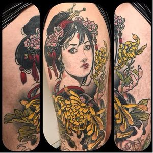Geisha tattoo by Jurgen Eckel #JurgenEckel #neotraditional #lady #geisha