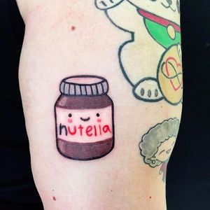 Kawaii Nutella jar Tattoo by Maria Truczinski #MariaTruczinski #Cartoon #Kawaii #Cartoontattoo #Kawaiitattoo #Nutella