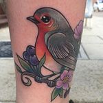 Robin tattoo by Abbie Williams. #bird #robin #neotraditional #boldwillhold #AbbieWilliams