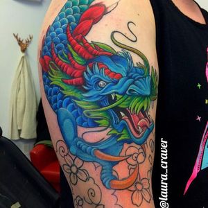@laura_craver #ladytattooers #neotraditional #color #dragon