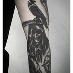 With a crow, by Gara Tattooer #GaraTattooer #grimreaper