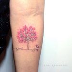 Fine line tattoo by Ana Abrahão. #AnaAbrahao #fineline #subtle #pastel #tree #sakura #cherryblossom