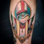 Papal Fish tattoo by @mileskanne #mileskanne #neotraditionaltattoo #animaltattoo #stevestontattoocompany #fish