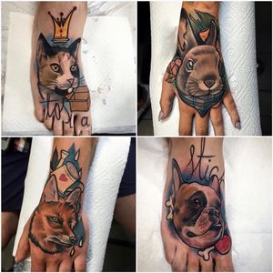Animal tattoos by Julia Szewczykowska #JuliaSzewczykowska #dog #neotraditional #fox #cat #rabbit