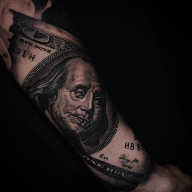 T H Tattoo  Benjamin Franklin Evil Moneyon inner arm  Facebook