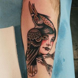 Bird Face Tattoo by Tobias Debruyn #traditional #traditional tattoo #traditional tattoos #oldschool #classic tattoo #oldschooltattoos #boldtattoos #TobiasDebruyn