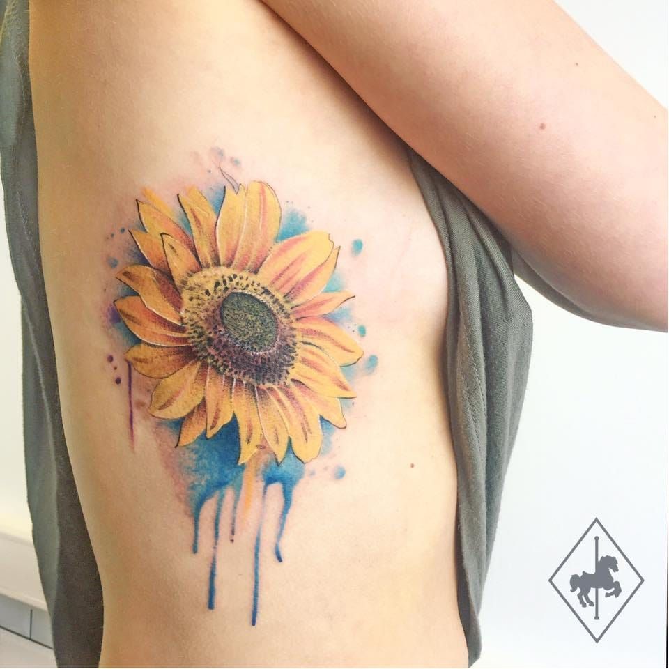 Sunflowers Temporary Tattoo  Watercolor Tattoo  Floral  Etsy
