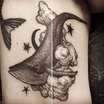 Poeric whale tattoo by Ildo Oh #IldoOh #blackwork #whale