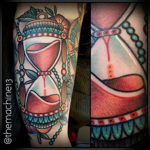 Hourglass Tattoo by Zack Taylor #Hourglass #TraditionalTattoos #TraditionalTattoo #OldSchool #OldSchoolTattoos #Traditional #ZackTaylor