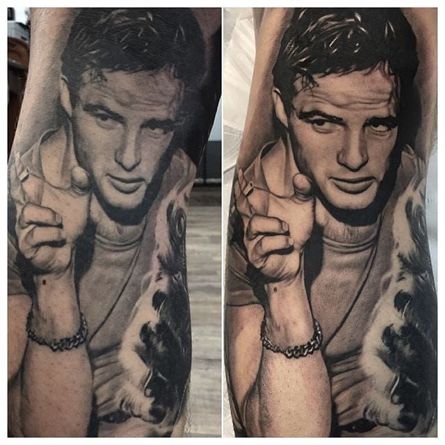 Marlon Brando Tattoos Added A Fun #marlonbrando Portrait To
