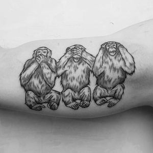 Three blackwork monkeys #Monkey #animaltattoo #animals #blackwork #linework #GeorgieHarrison