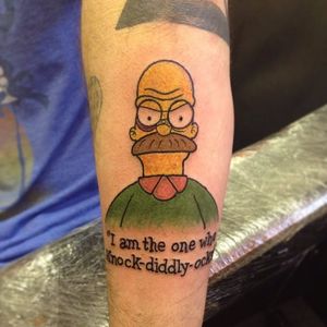 Breaking Ned Tattoo by Simon Mora #NedFlanders #theSimpsons #SimpsonsTattoos #SimonMora #Simpsons