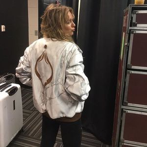 Tove Lo shows off a varsity jacket inspired by her album art for Lady Wood (via IG-tovelo) #celebrities #vagina #feminism #ToveLo #musician