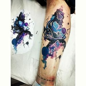Darth Vader Tattoo by Amanda Barroso #darthvader #darthvadertattoo #watercolor #watercolortattoo #watercolortattoos #brighttattoos #AmandaBarroso