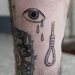 Crying eye and noose by Sven Eigengrau. #blackwork #SvenEigengrau #linework #noose #eye #eyeball #tears #crying