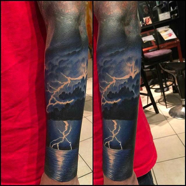 Pin by Thomas Lane on New tat  Lightning tattoo Cloud tattoo Nature  tattoo sleeve