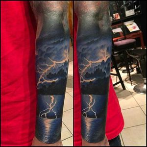 Realistic Lightning Sleeve Tattoo by Phil Garcia @PhilGracia805 #PhilGarcia #Lightning #LightningBolt #Relaistic #Sleeve
