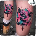 Dripping Rose Watercolor Tattoo via @EwaSrokaTattoo #EwaSrokaTattoo #Rainbow #Bright #WatercolorTattoo #Rose #Poland #watercolor