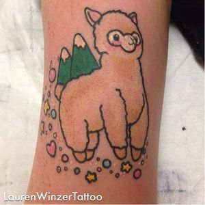 Alpaca tattoo by Lauren Winzer. #LaurenWinzer #kawaii #cute #alpaca