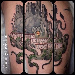 House Greyjoy words tattoo by Emily Shoichet. #GOT #gameofthrones #tvshow #greyjoy #krakken