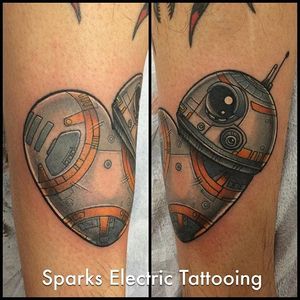 BB8 heart tattoo by Chris Sparks. #heart #popculture #ChrisSparks #StarWars #BB8