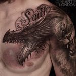 Targaryen dragon tattoo by London Reese. #GOT #gameofthrones #tvshow #targaryen #dragon #blackandgrey