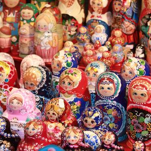 A photograph of a bunch of beautiful matryoshka dolls. #matryoshkadoll #nestingdoll #Russian