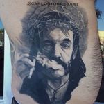 Awesome looking Lemmy, from Motorhead. Black and grey portrait tattoo #carlostorres #blackandgrey #portrait #lemmy #motorhead