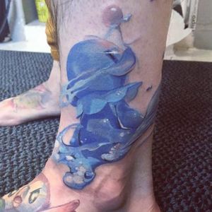 Poppio doing the move Aqua Jet by Roland Molnár (IG—tattoo_by_roland_molnar__). #GameBoy #Nintendo #Pokémon #Popplio #RolandMolnár
