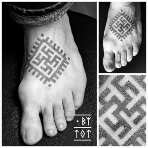 Latvia inspired pattern tattoo by Mr Tot #MrTot #handpoke #handpoked #dotwork