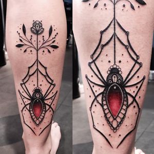 Elegant tattoo by Falukorv #Falukorv #ornamental #lace #jewel #spider