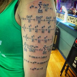 We have no idea what any of this means.  Equations by Scott Harris (via IG — scottharristattoos) #scottharrish #mathtattoo