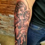 Jesus tattoo by Tommy Montoya #TommyMontoya #blackandgrey #realism #realistic #portrait #Catholic #Christianity #Jesus #God #heaven