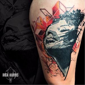 Tattoo feita por Rich Harris #RichHarris #gringo #woman #mulher #geometric #geometrica #realismo #realism #blackandgrey #pretoecinza #colorido #fullcolor