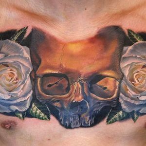 #caveira #skull #PhilGarcia #realismo #tatuagensrealistas #flores #flowers #coloridas #gringo #brasil #brazil #portugues #portuguese