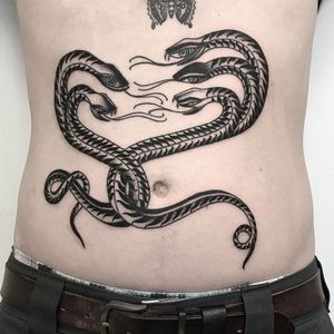 Serpent tattoo by Sera Helen. #SeraHelen #blackwork #oldschool #fineline #classic #snake #serpent