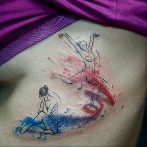 Dance tattoo by Taiom #Taiom #graphic #conceptual #contemporary #sketch #abstract #watercolor #dance