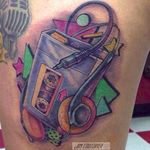 Walkman by Jim Couturier (via IG -- jim_couturier_tattoos) #jimcouturier #neon #shapes #walkman