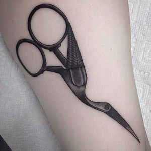 Scissors tattoo by Dan by the Wood. #scissors #hairdresser #blackandgrey #danbythewood