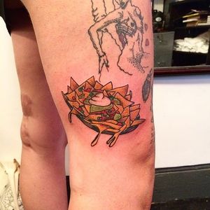 These nachos go straight to your thighs. By Knarly Gav (via IG -- knarlygav) #KnarlyGav #nachos #nachotattoos