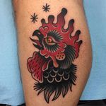 Traditional Rooster Tattoo by Jonathan Montalvo @montalvotattoos #jonathanmontalvo #montalvotattoos #traditional #rooster