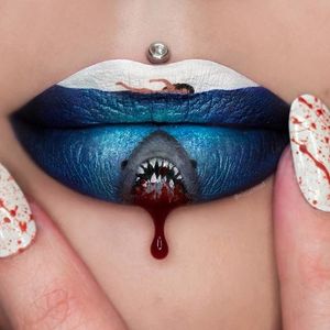 Jaws lip art by Jazmina Danie. #JazminaDaniel #makeupartist #lipart #makeupart #jaws