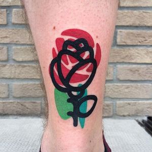Tattoo by Mattia Mambo #MattiaMambo #rose #graphic #bold #flower #traditional #desctructure