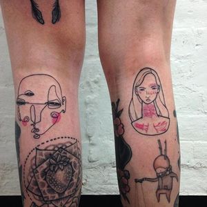 Overlay tattoos by Adam Traves. #AdamTraves #pinkink #pink #linework #queer #lgbt #overlay