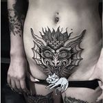 Blackwork devil tattoo by Übler Friedrich. #UblerFriedrich #blackwork #devil #demon #dark #evil #demonic